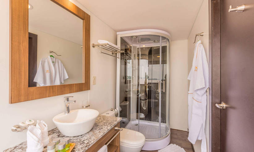 Typical bathroom on the Manatee Amazon Explorer