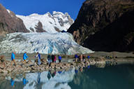 Trekking by the glacier 