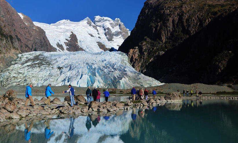 Trekking by the glacier 