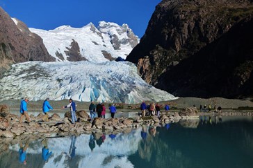 Trekking by the glacier 