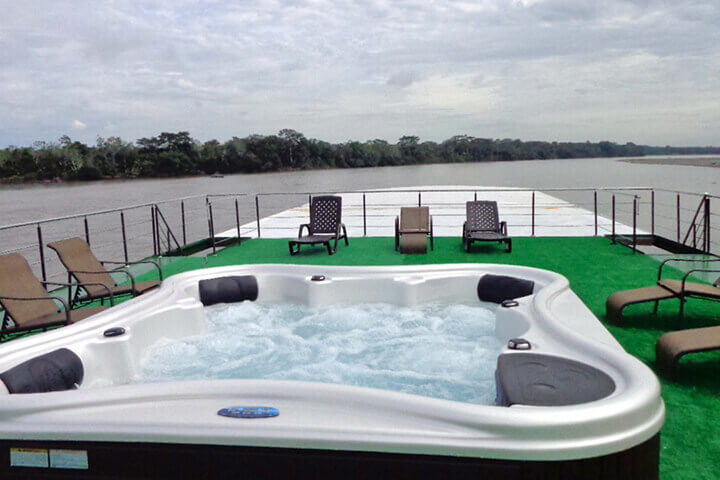 Relax in the jacuzzi on the sun deck