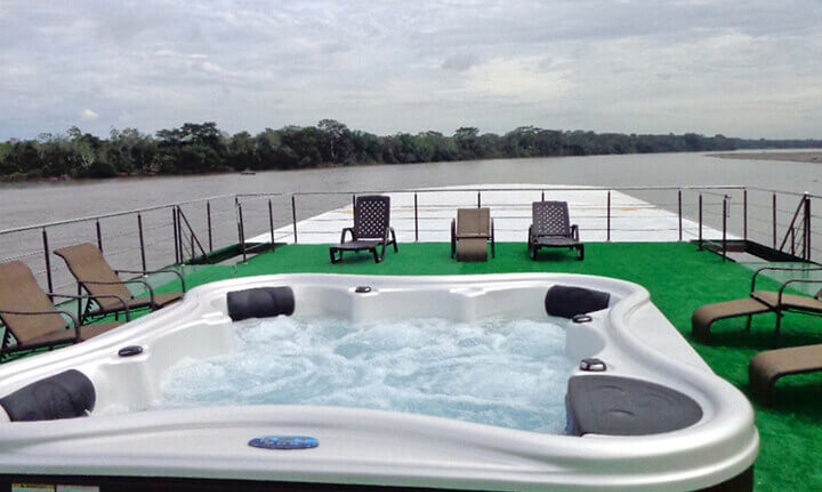 Relax in the jacuzzi on the sun deck