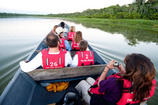 Exploring by canoe on the river