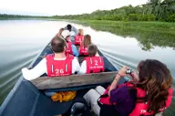 Exploring by canoe on the river