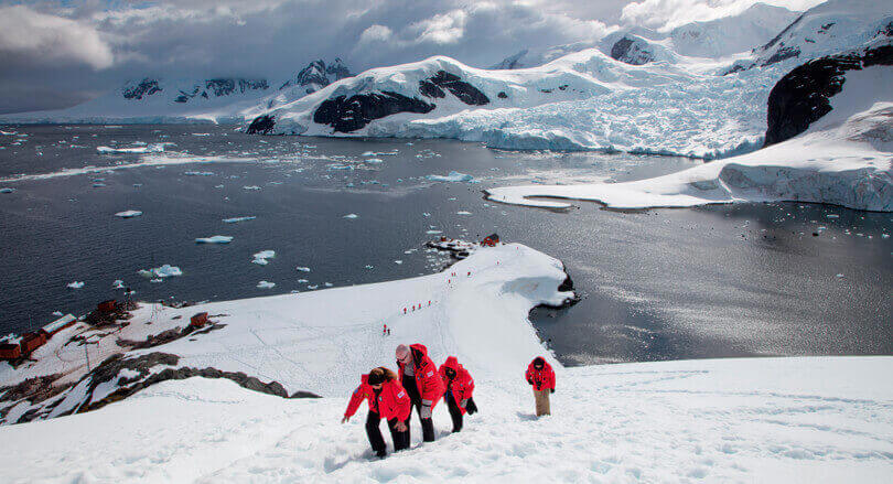 Walking Antarctica hiking