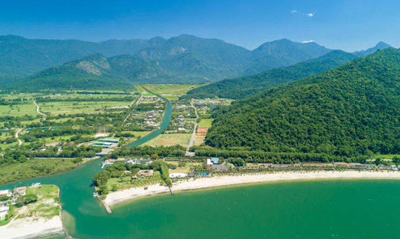 An aerial view of the resort