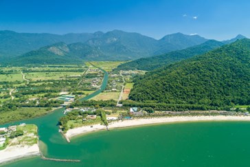 An aerial view of the resort