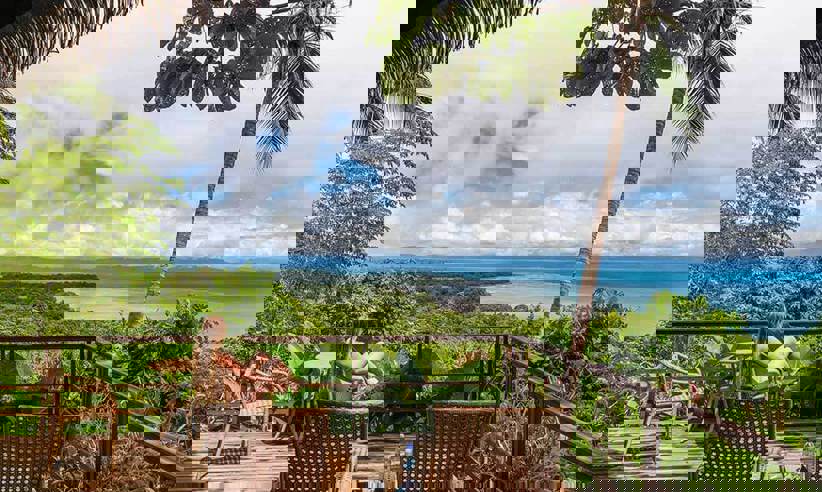 A peaceful retreat at Lapa Rios overlooks the lush Osa rainforest and sparkling Pacific horizon. 