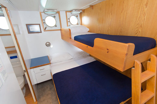 Twin cabin with an upper berth