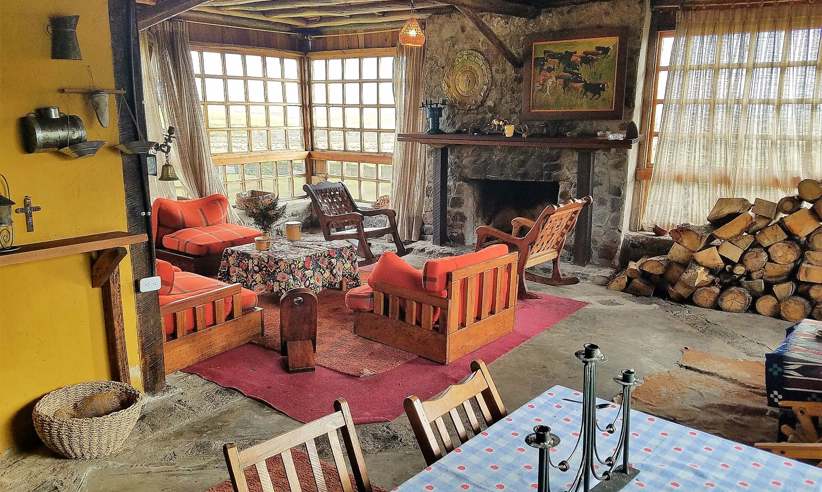 The rustic interior 