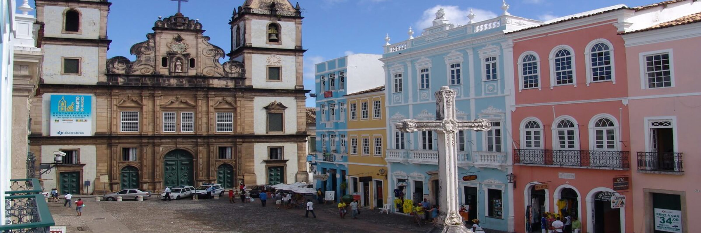 Historic Sao Francisco Church and colourful colonial buildings in Pelourinho, Salvador, Brazil. 