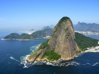 Sugar Loaf Mountain hiking trail with ocean views in Rio de Janeiro, Brazil. 