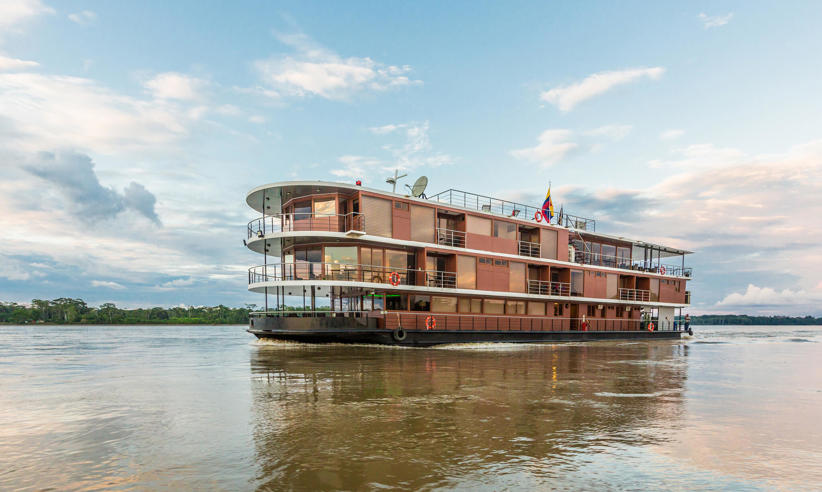 The Manatee Amazon Explorer sailing on the Napo River