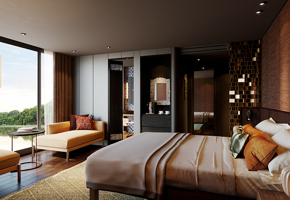 Spacious cabin suite on a luxury Amazon river cruise departing from Iquitos, Peru. 