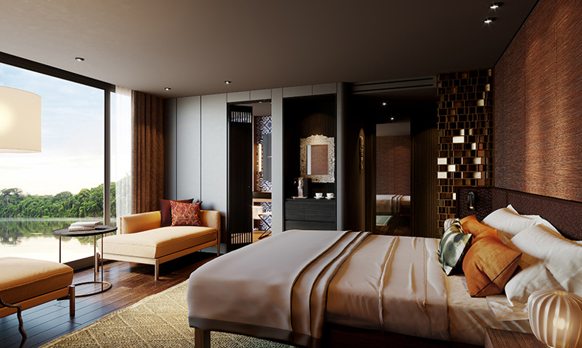 Spacious cabin suite on a luxury Amazon river cruise departing from Iquitos, Peru. 