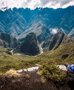 Admiring the views at Machu Picchu