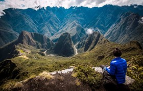 Admiring the views at Machu Picchu