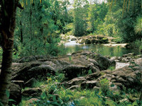 The river running through the lodge