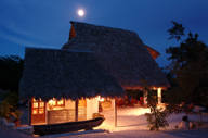 The main building at night 