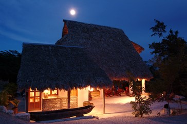 The main building at night 