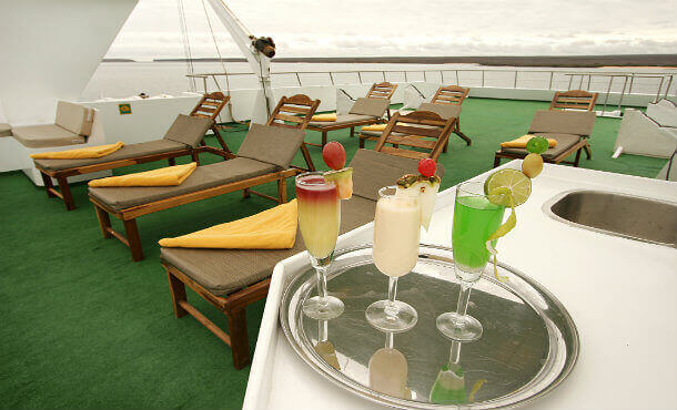 The sun deck with loungers to enjoy the sunshine