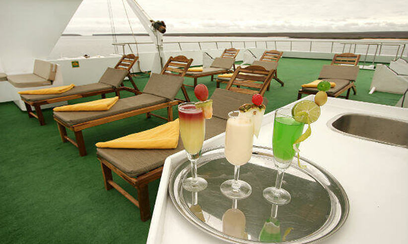 The sun deck with loungers to enjoy the sunshine
