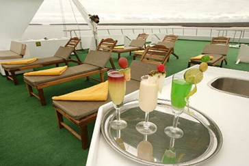 The sun deck with loungers to enjoy the sunshine