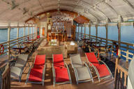 The spacious sun deck on La Amatista 