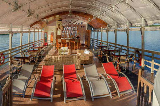 The spacious sun deck on La Amatista 