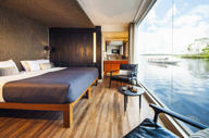 A luxury suite with amazing floor to ceiling windows