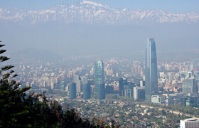 Vue aérienne sur Santiago de Chili