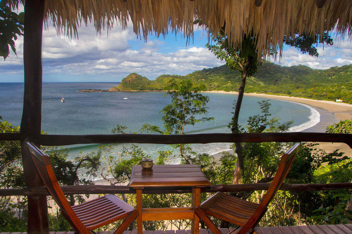 Tranquil ocean views from a thatched lodge on Nicaragua's Pacific coast. 
