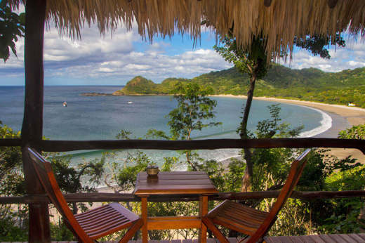 Tranquil ocean views from a thatched lodge on Nicaragua's Pacific coast. 