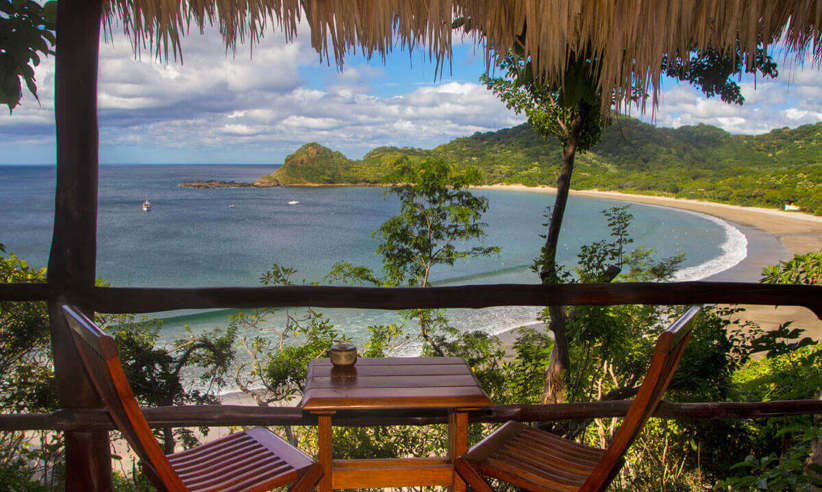 Tranquil ocean views from a thatched lodge on Nicaragua's Pacific coast. 