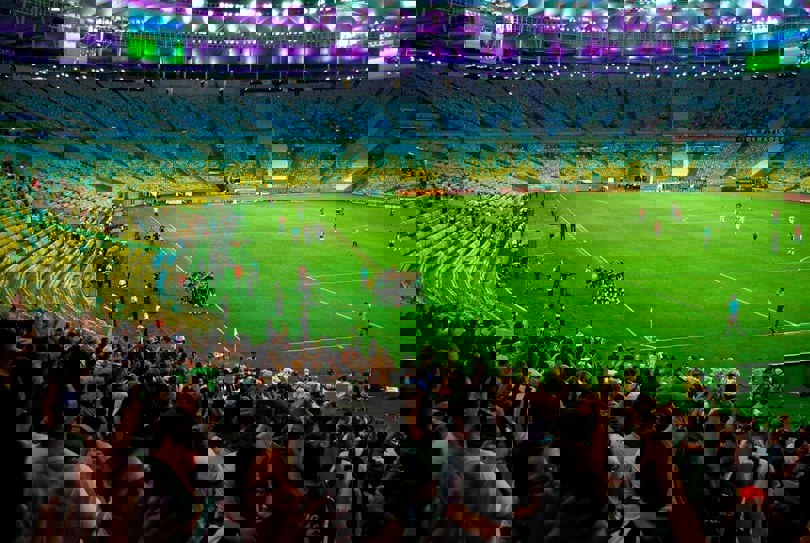 watching football at the Maracana in Rio de Janeiro