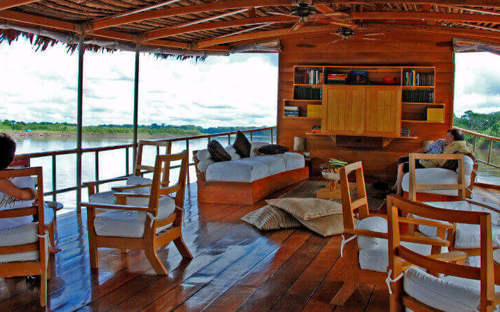 Relax in the shaded sundeck on Delfin II