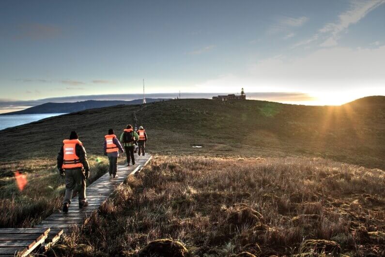 A guided trekking excursion ashore