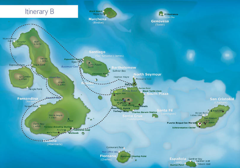 Galaxy Galapagos itinerary B