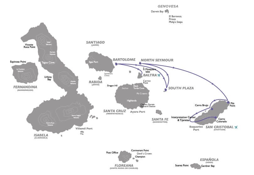 Galapagos Legend East itinerary