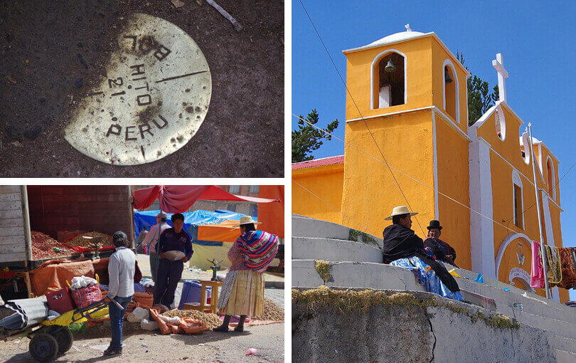 Peru and Bolivian border at Lake Titicaca