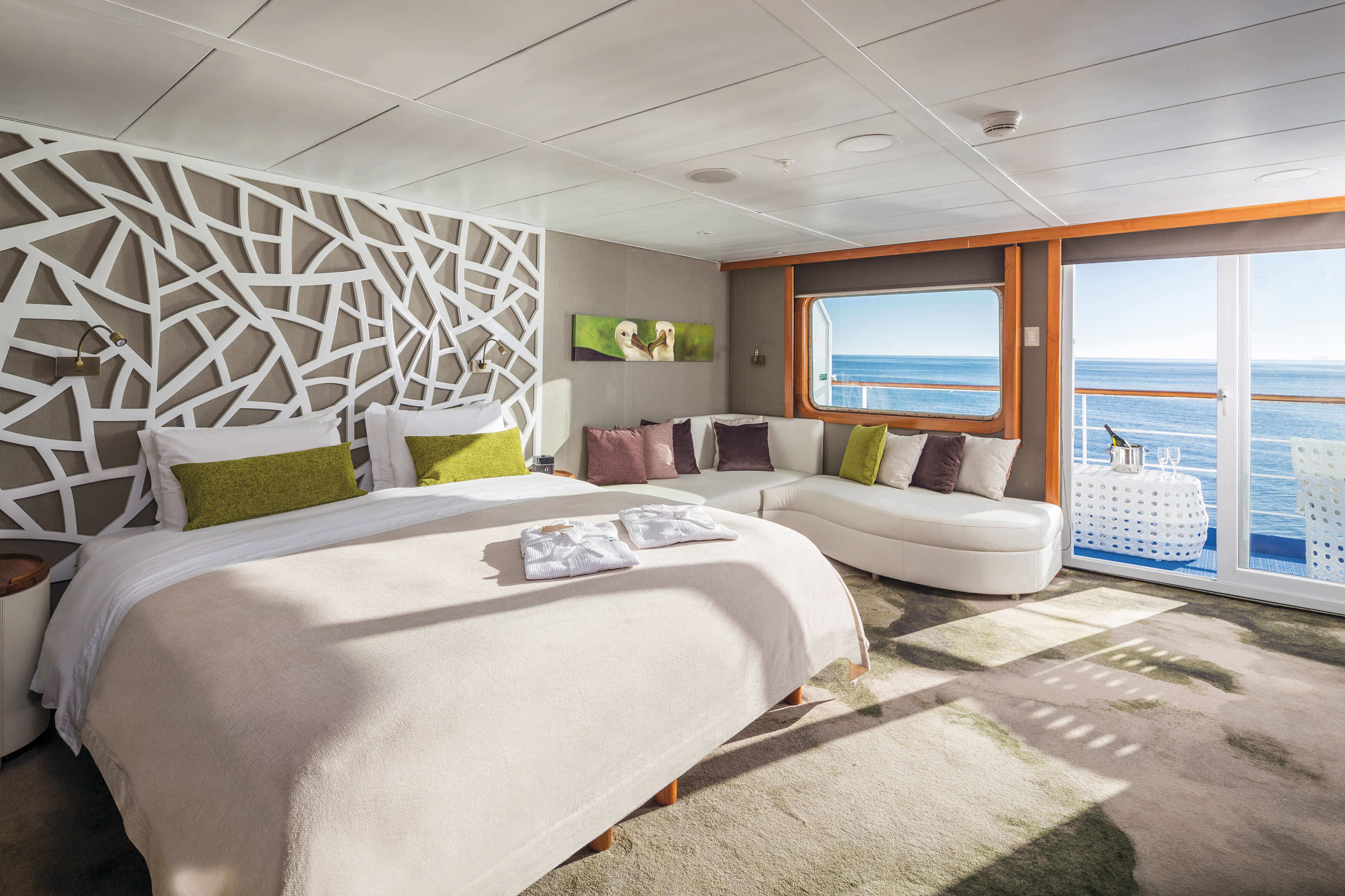 A stunning balcony suite with floor to ceiling windows