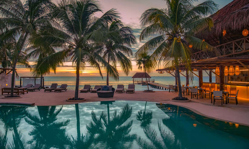 Sunset by the pool