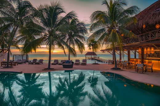 Sunset by the pool