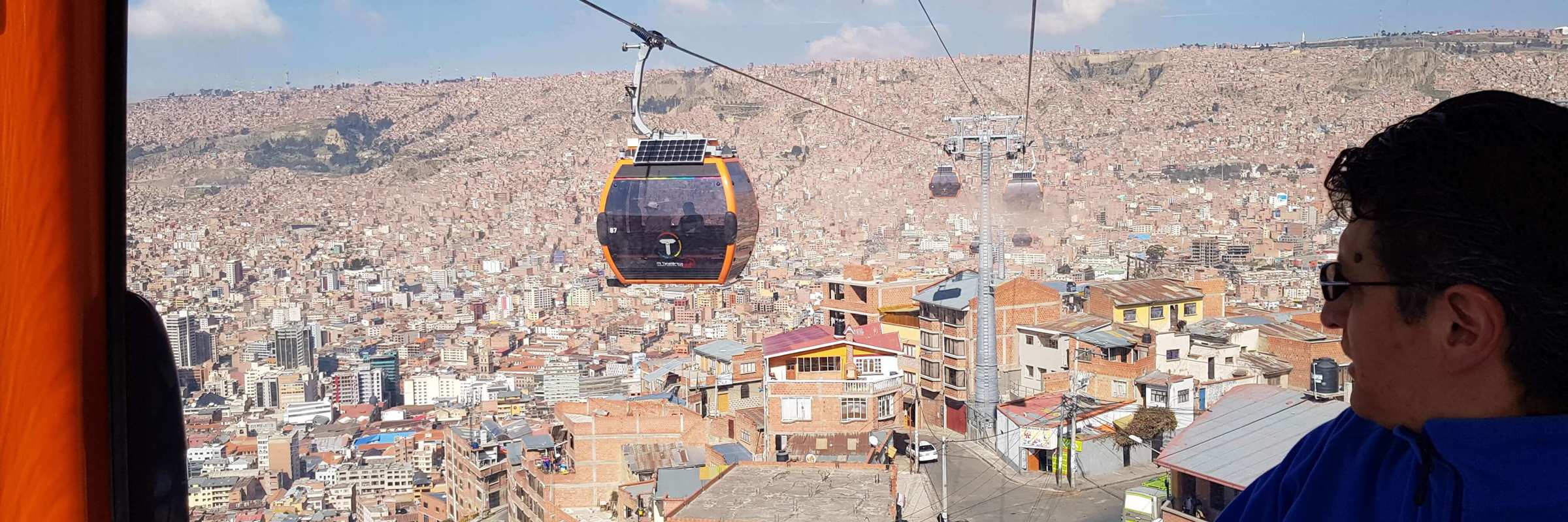 La Paz's cable car glide above Bolivia's capital, framed by Andean peaks. 