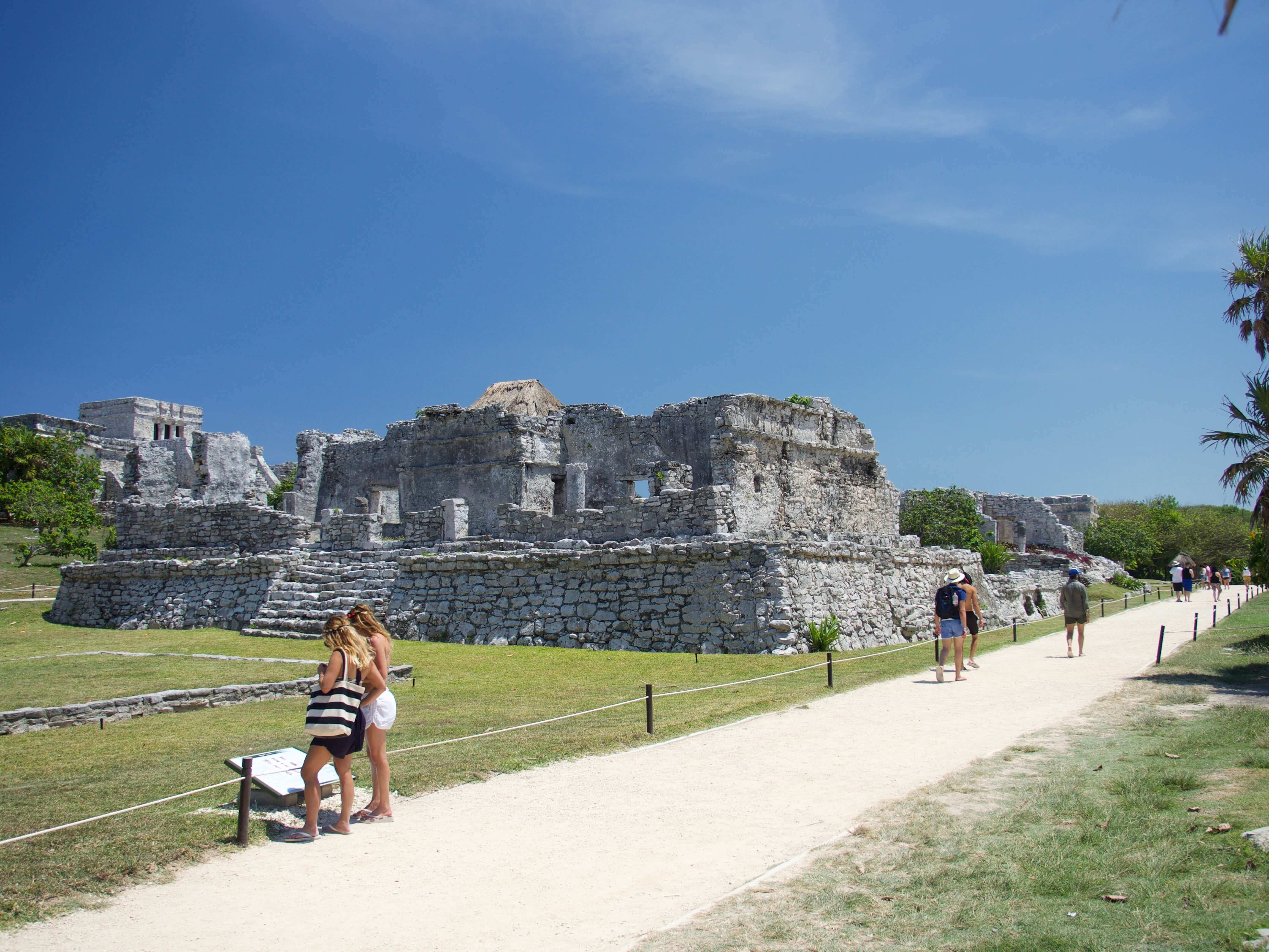 Ancient Mayan ruins of Tulum on Mexico's Yucatan coast overlooking the Caribbean Sea. 