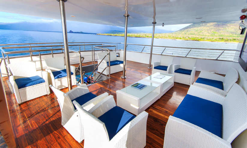 Relaxed in the shaded area on the sun deck