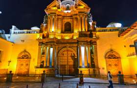 Frank Ecuador Quito Quito Church Front At Night