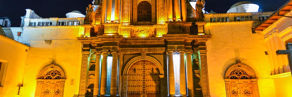 Frank Ecuador Quito Quito Church Front At Night
