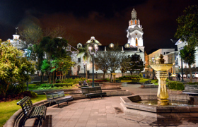 Frank Ecuador Quito Quito Gerden Square By Night With Church