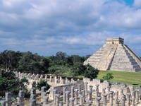 Chichen-Itza Mayan archaeological site and pyramids